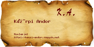 Kárpi Andor névjegykártya
