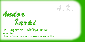 andor karpi business card